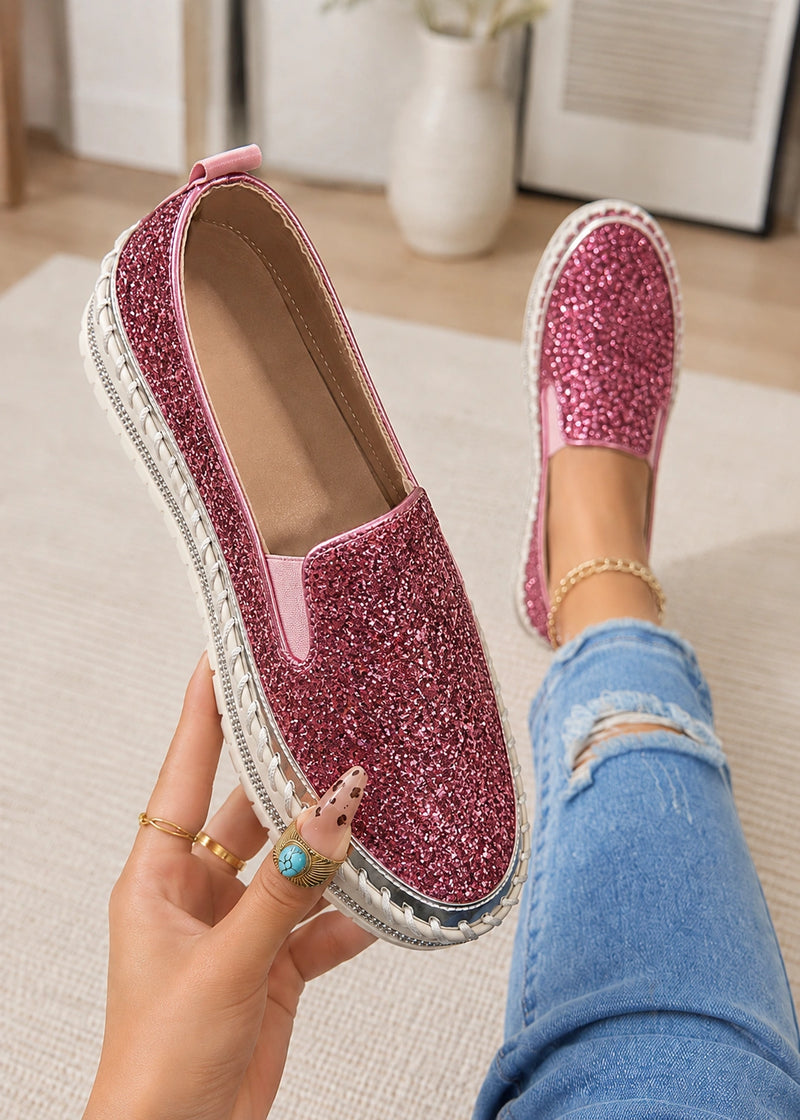 SALAZIA Glitter Slip-On Platform Flats