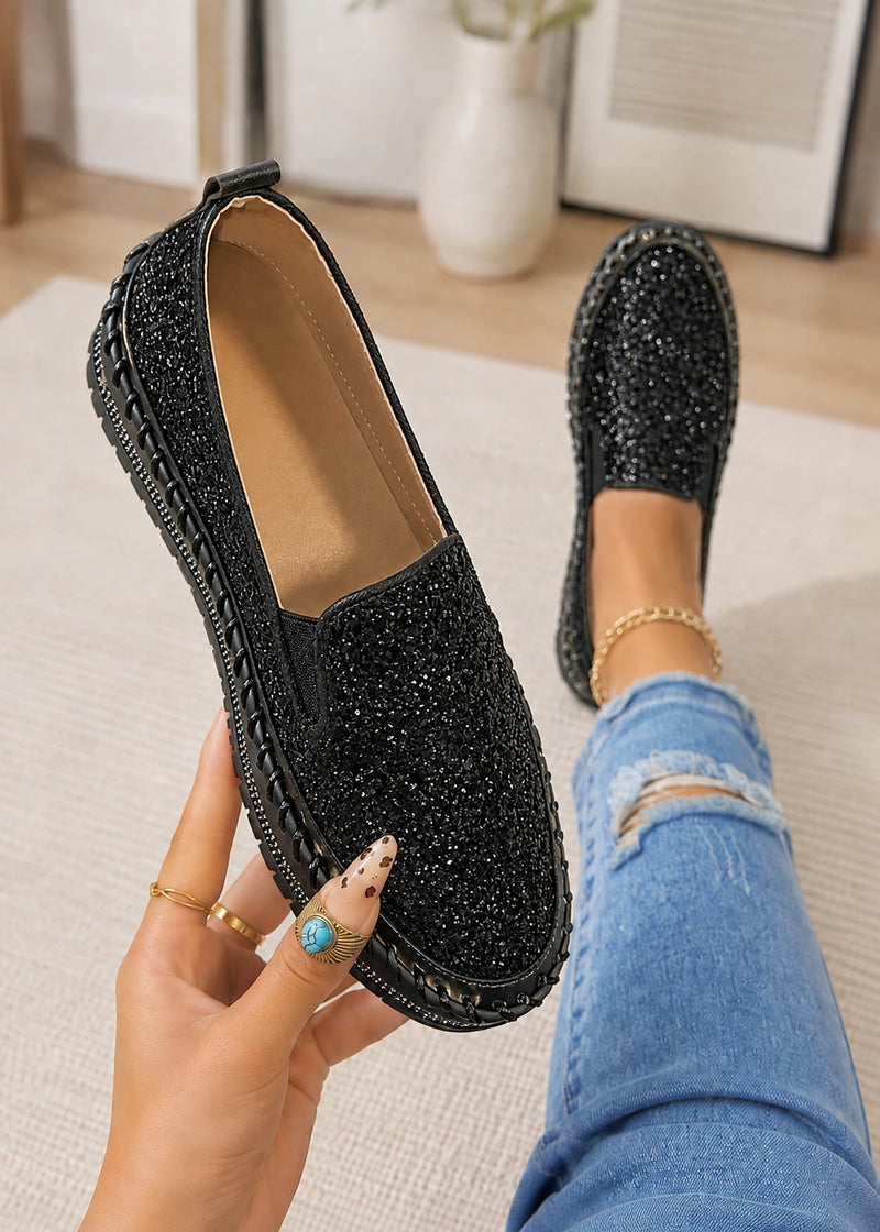 SALAZIA Glitter Slip-On Platform Flats