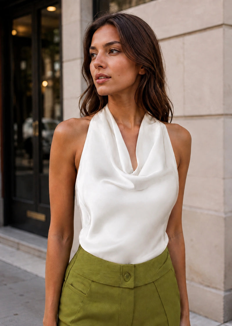 SALAZIA Halter Cowl Neck Sleeveless Tank Tops