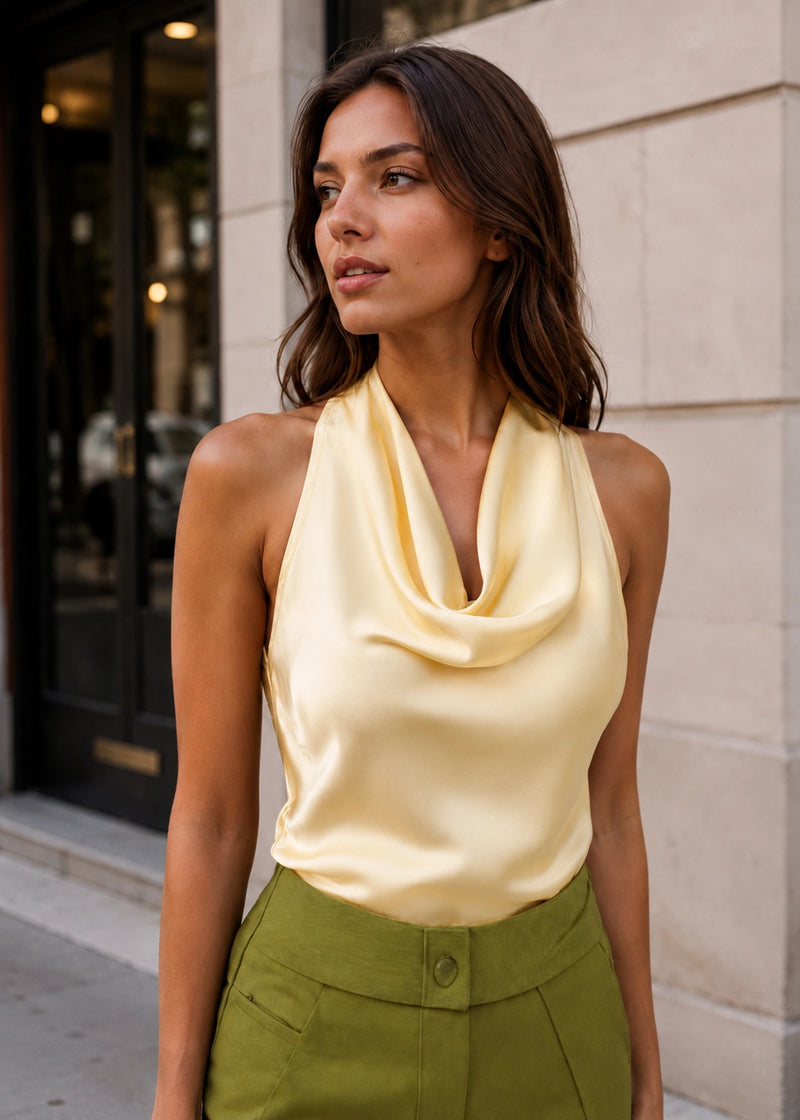 SALAZIA Halter Cowl Neck Sleeveless Tank Tops