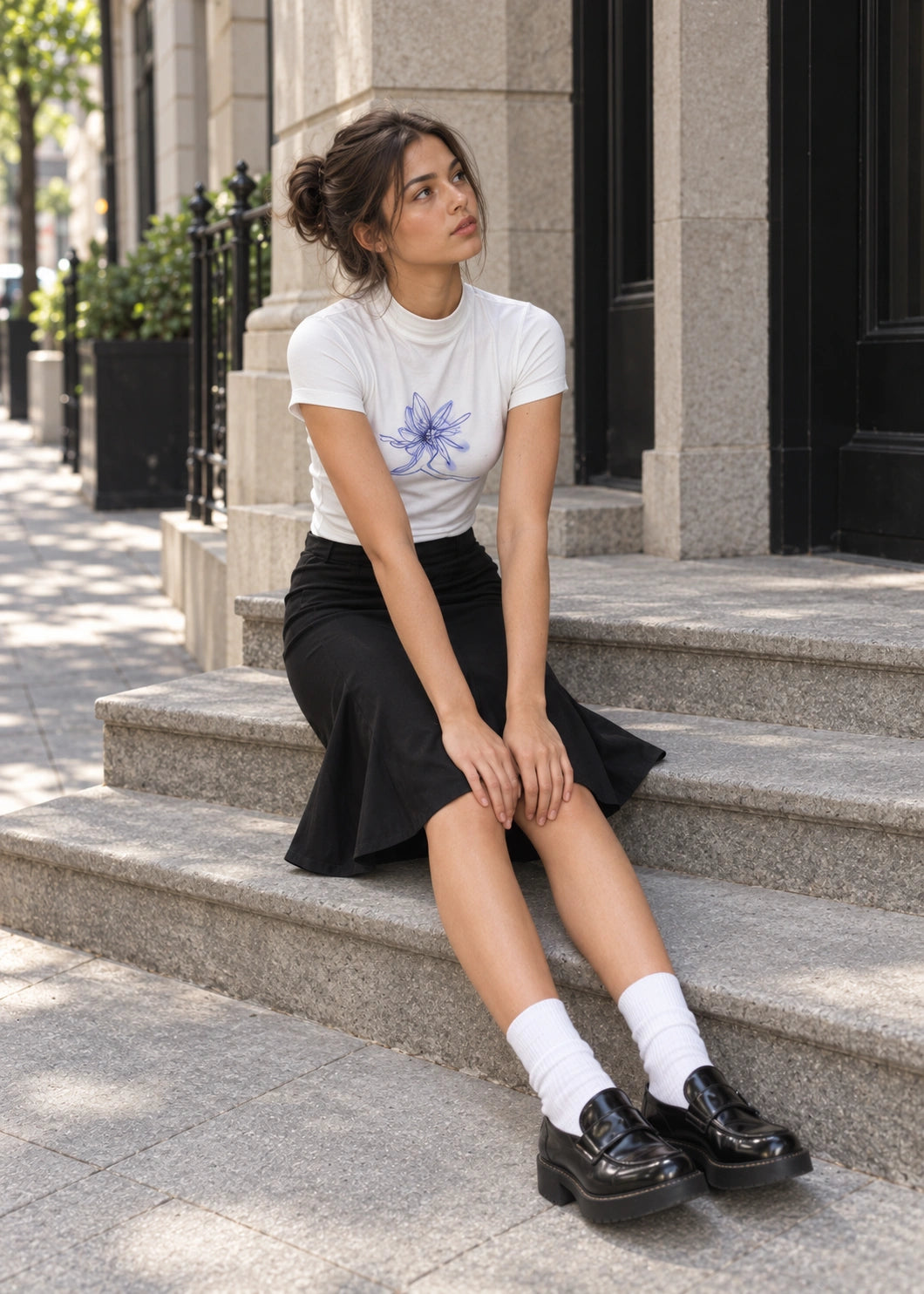 SALAZIA High-Waist Minimalist A-Line Midi Skirts