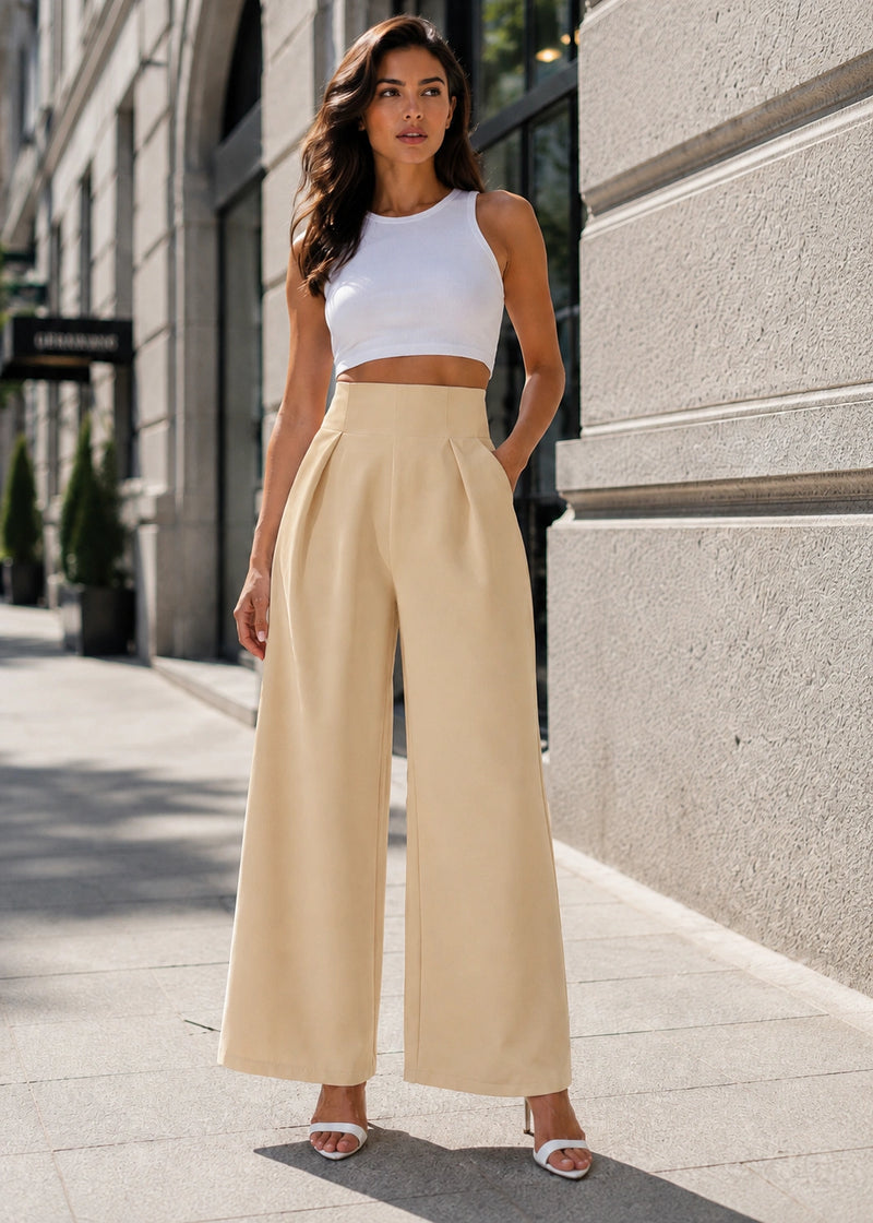 SALAZIA High-Waist Pleated Wide-Leg Pants