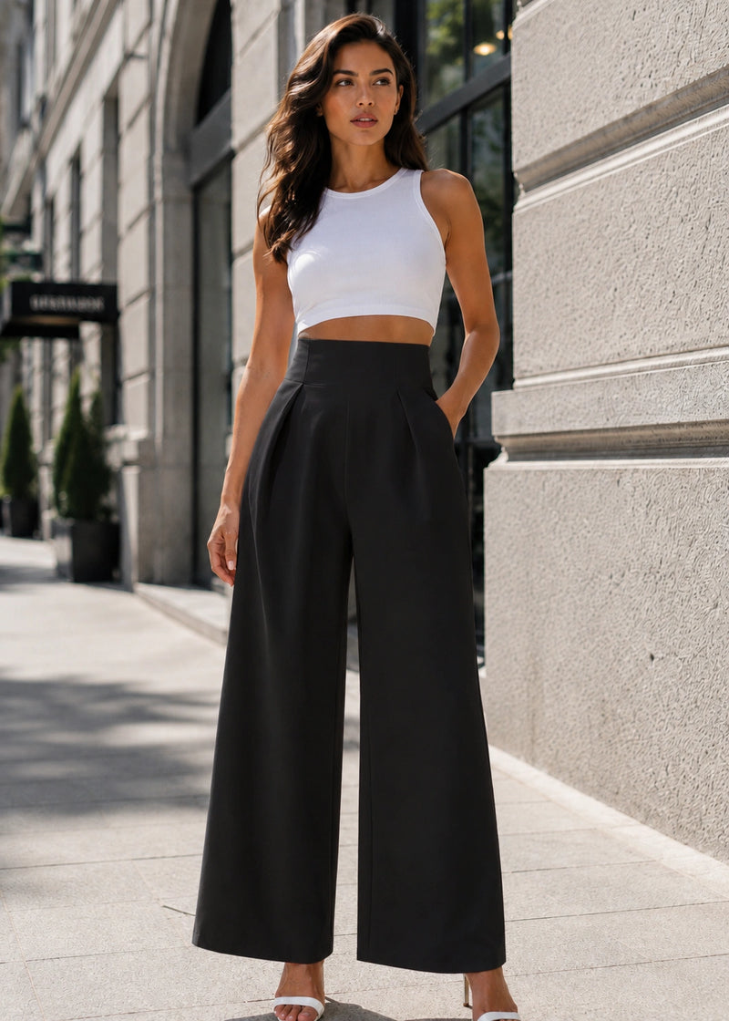 SALAZIA High-Waist Pleated Wide-Leg Pants