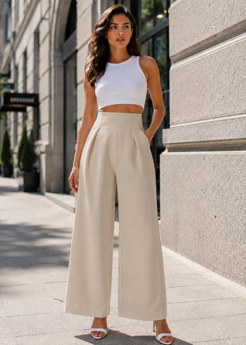 SALAZIA High-Waist Pleated Wide-Leg Pants