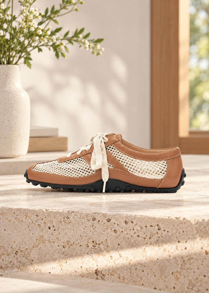 SALAZIA Mesh Panel Leather Lace-Up Sneakers