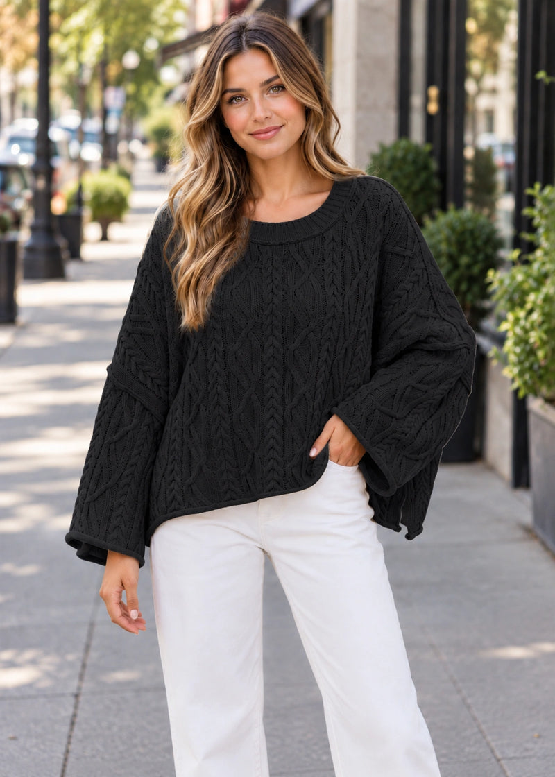 SALAZIA Oversized Cable Knit Sweaters