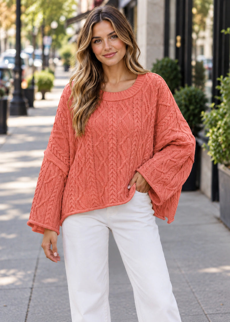 SALAZIA Oversized Cable Knit Sweaters