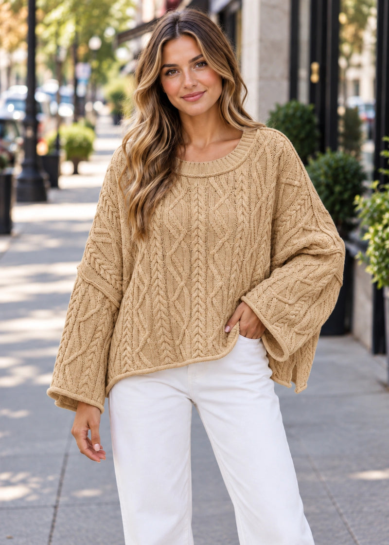 SALAZIA Oversized Cable Knit Sweaters