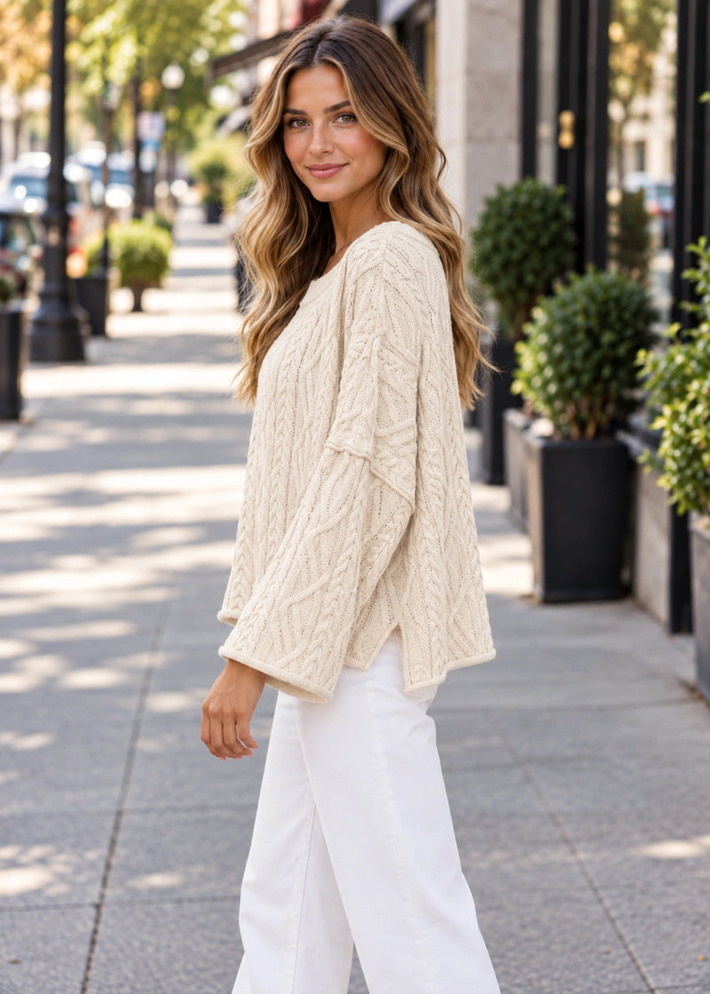 SALAZIA Oversized Cable Knit Sweaters
