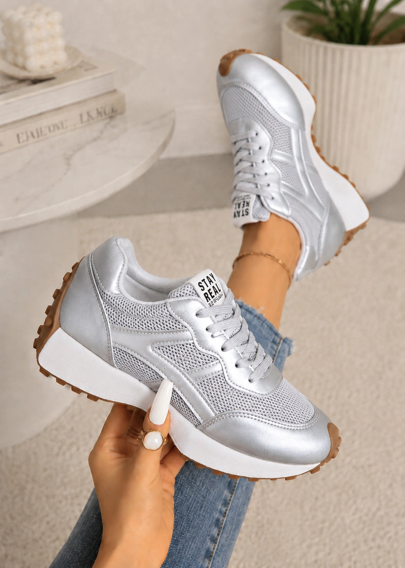 SALAZIA Retro Mesh Lace-Up Sneakers
