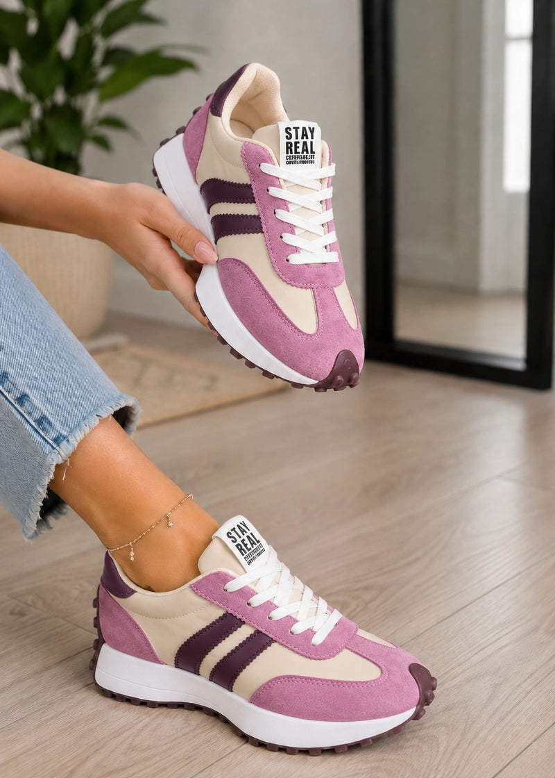 SALAZIA Retro Stripe Lace-Up Platform Sneakers