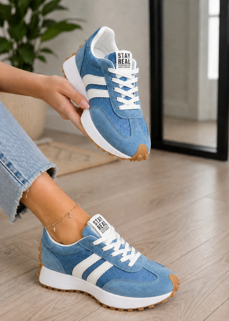 SALAZIA Retro Stripe Lace-Up Platform Sneakers
