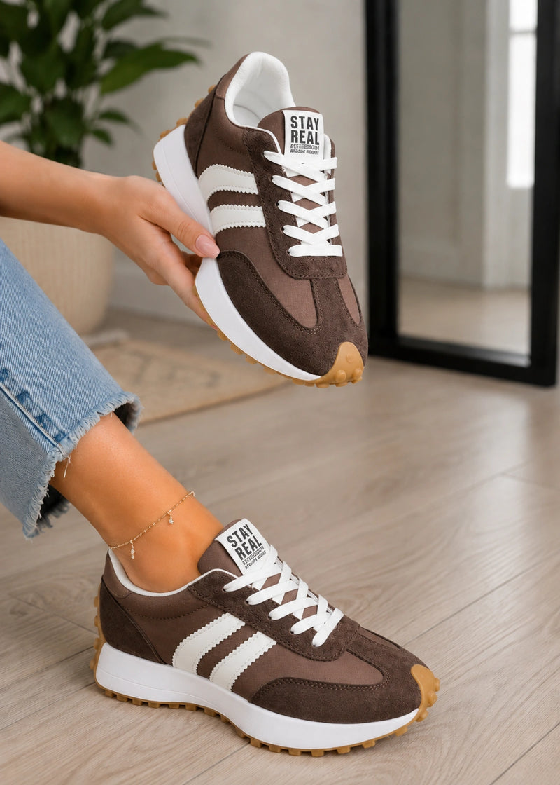 SALAZIA Retro Stripe Lace-Up Platform Sneakers