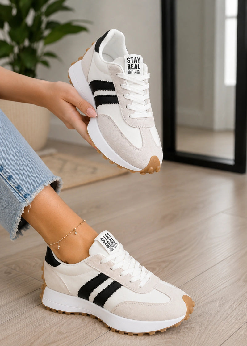SALAZIA Retro Stripe Lace-Up Platform Sneakers