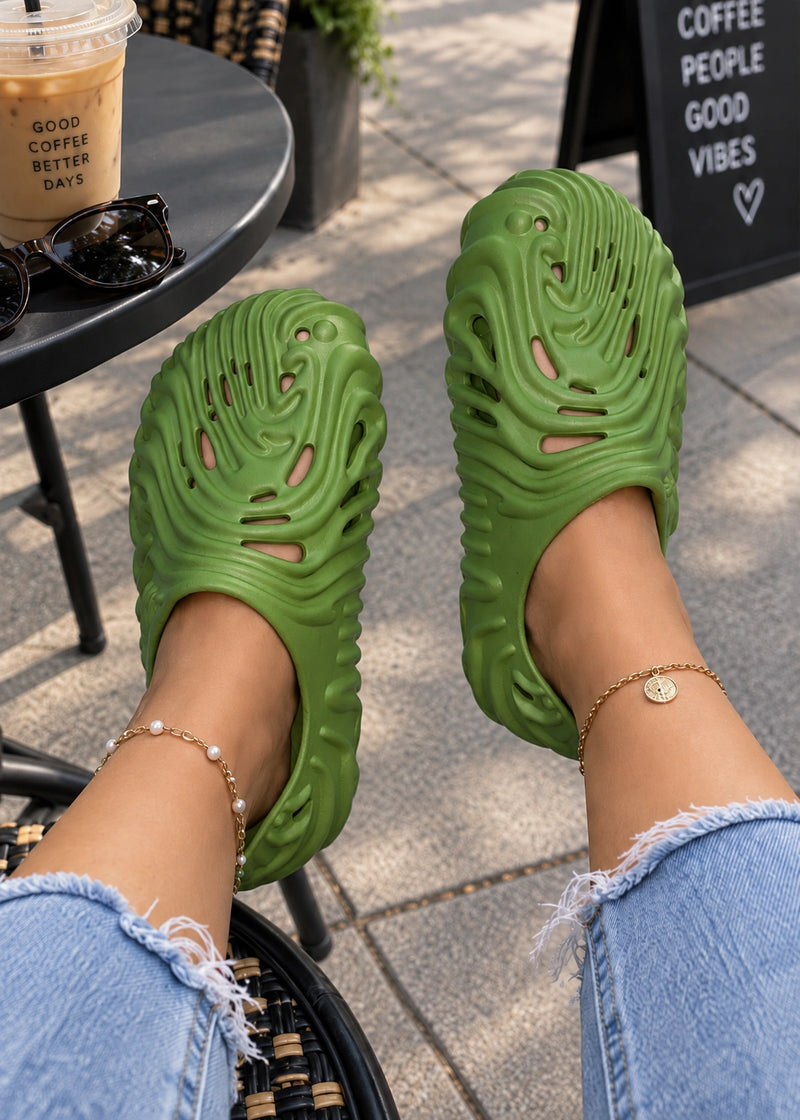 SALAZIA Sculpted Cutout Slip-On Clog Sandals