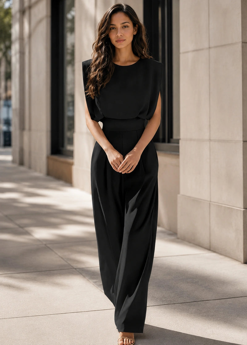 SALAZIA Sleeveless Round-Neck High-Waist Wide-Leg Jumpsuits