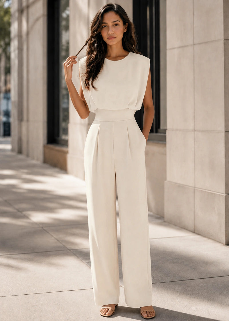 SALAZIA Sleeveless Round-Neck High-Waist Wide-Leg Jumpsuits