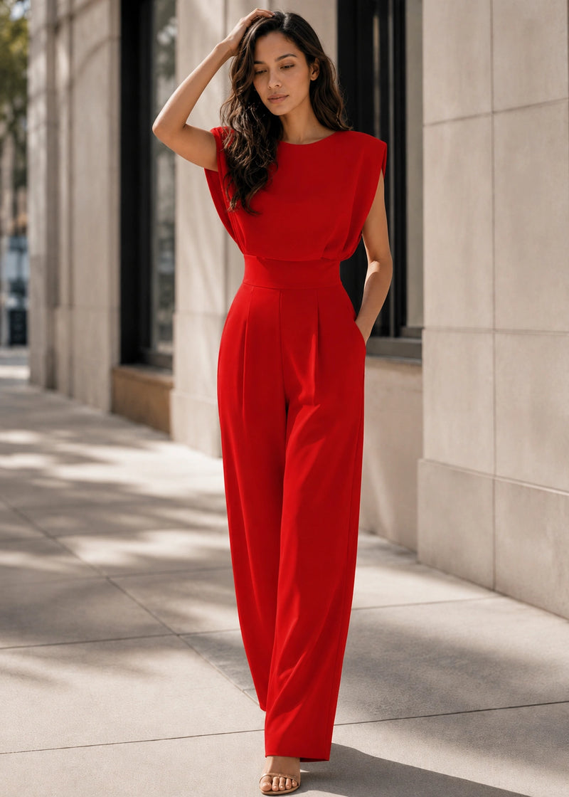 SALAZIA Sleeveless Round-Neck High-Waist Wide-Leg Jumpsuits