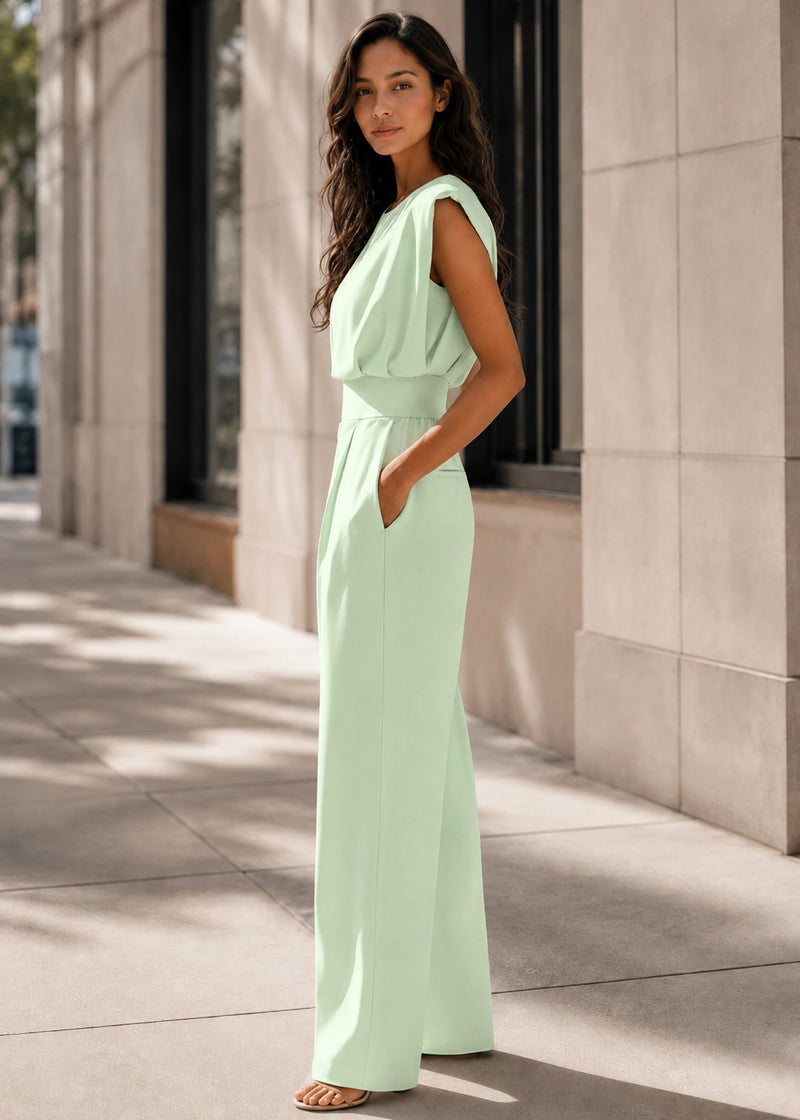 SALAZIA Sleeveless Round-Neck High-Waist Wide-Leg Jumpsuits