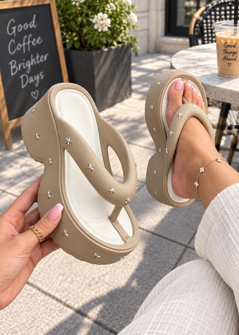 SALAZIA Star Studded Chunky Platform Thong Sandals