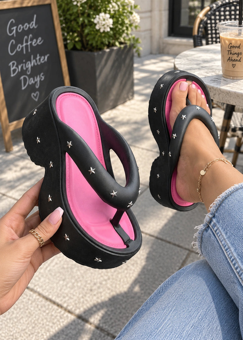 SALAZIA Star Studded Chunky Platform Thong Sandals