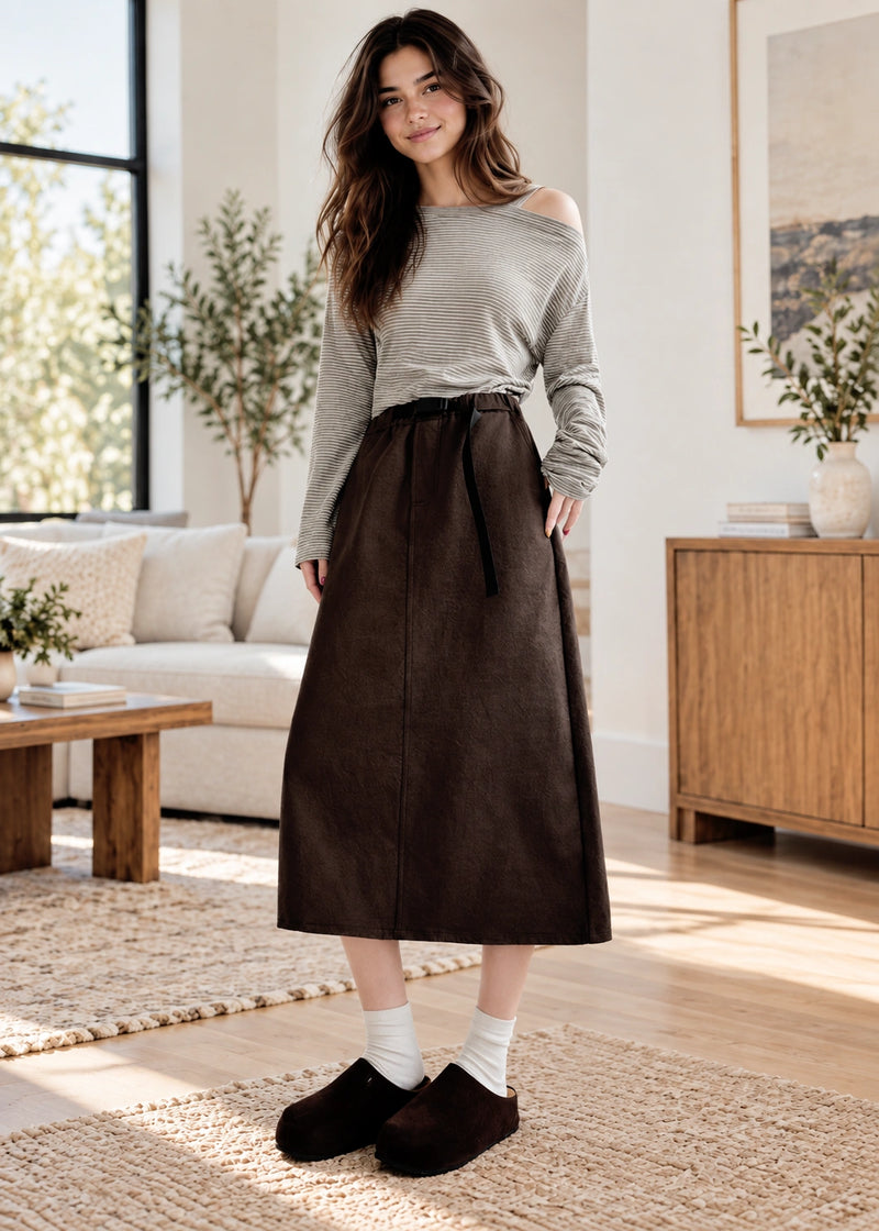 SALAZIA Tie-Waist Straight Midi Skirts