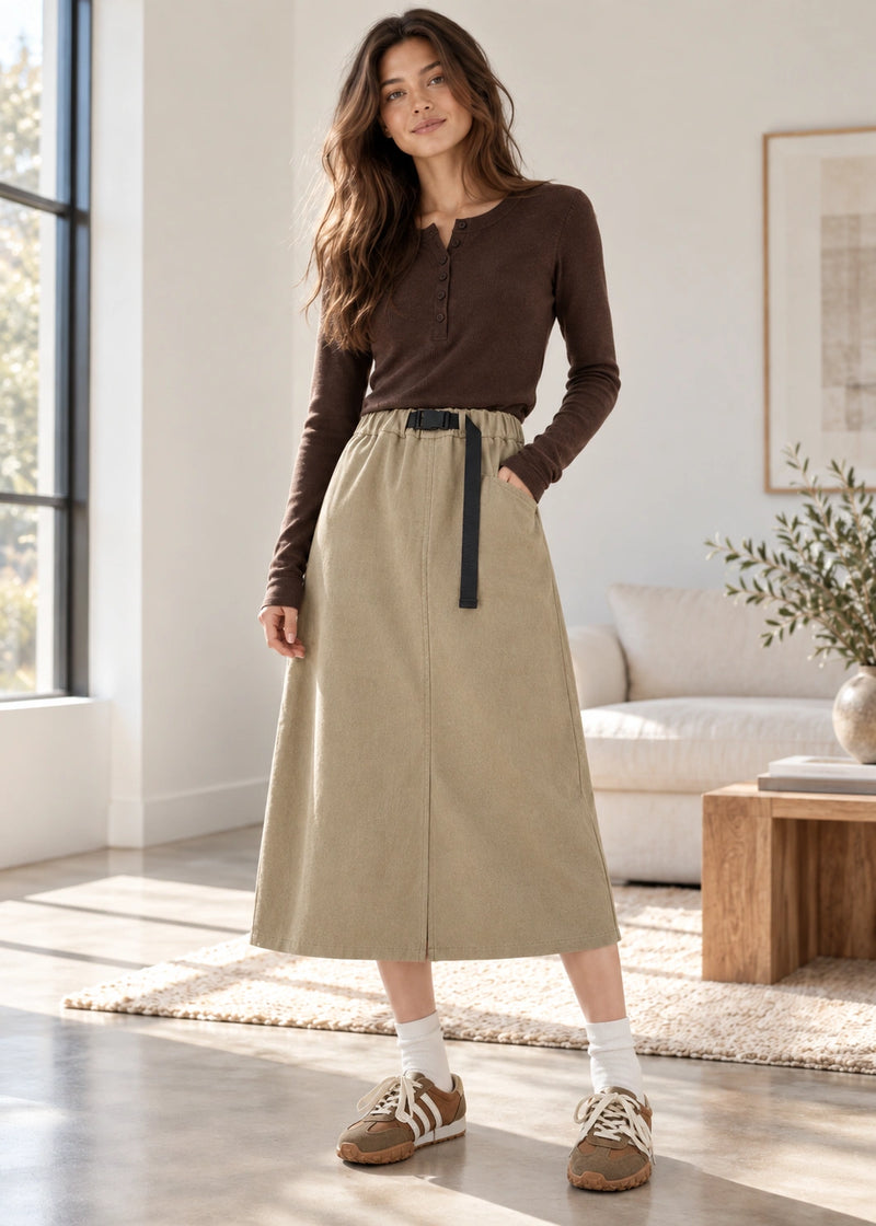SALAZIA Tie-Waist Straight Midi Skirts