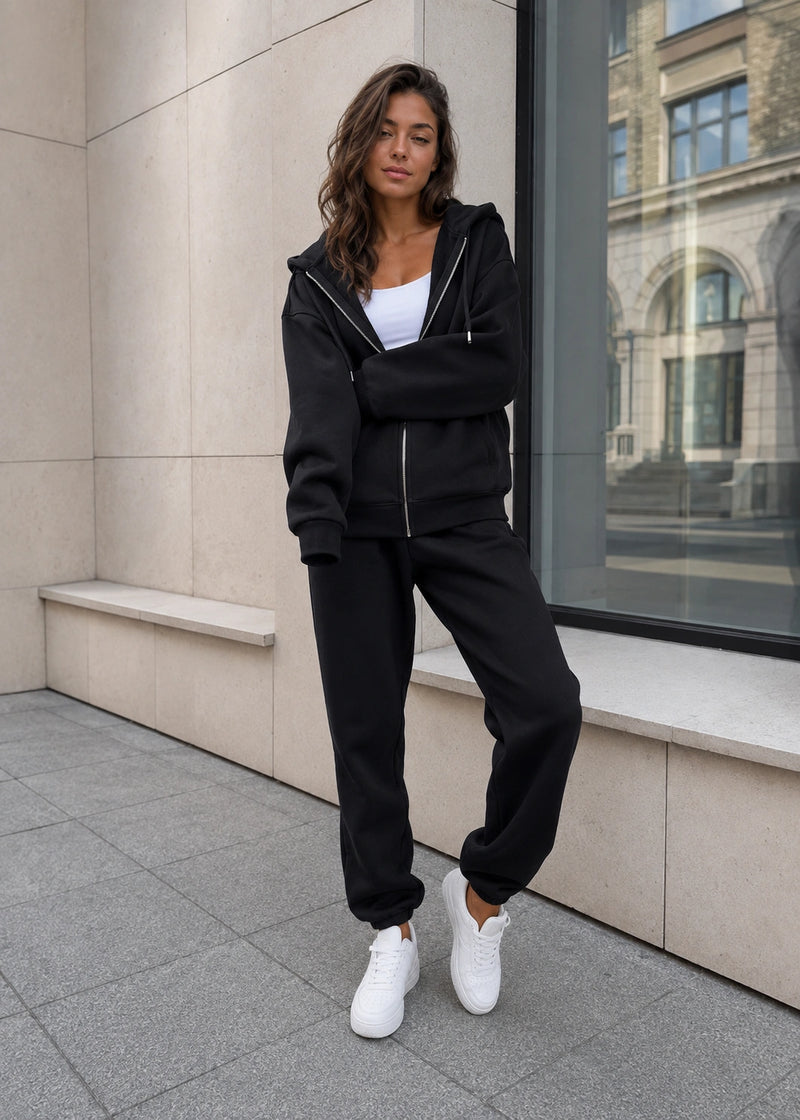 SALAZIA Zip-Front Hooded Sweatshirt & Drawstring Jogger Pants Sets