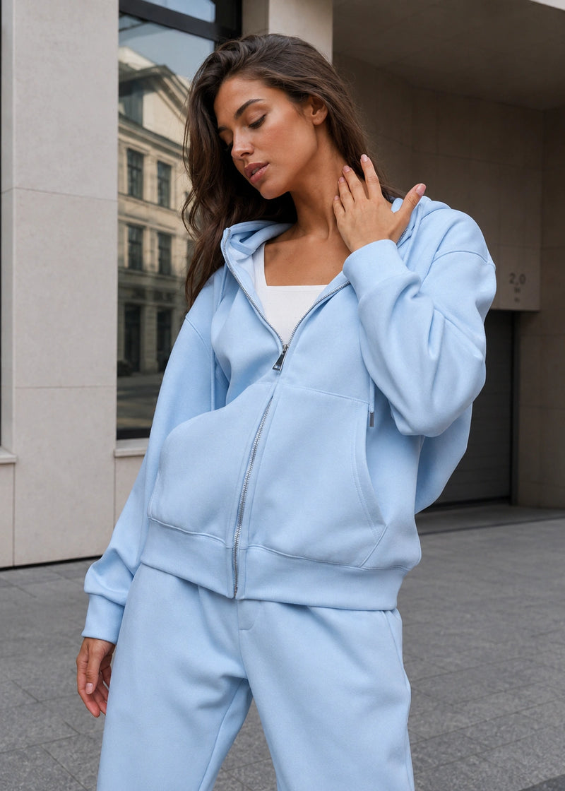 SALAZIA Zip-Front Hooded Sweatshirt & Drawstring Jogger Pants Sets