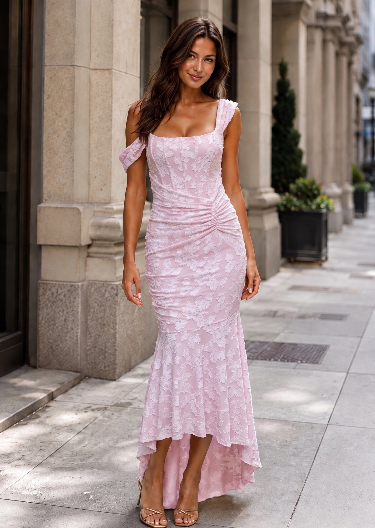 SALAZIA Floral Lace Corset Maxi Dresses
