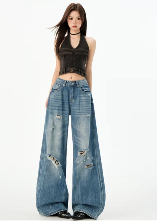 Trendy Distressed Relaxed-Fit Jeans