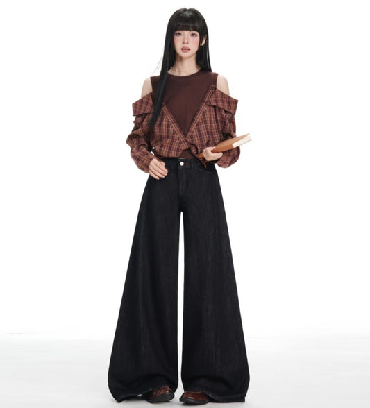 High Waisted Loose Fit Wide Leg Jeans