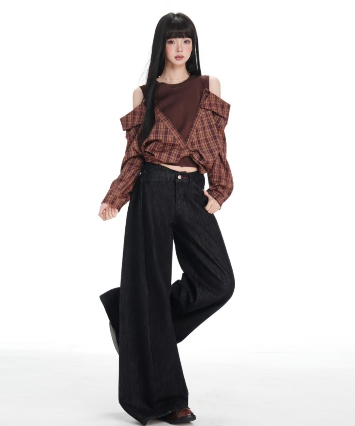 High Waisted Loose Fit Wide Leg Jeans