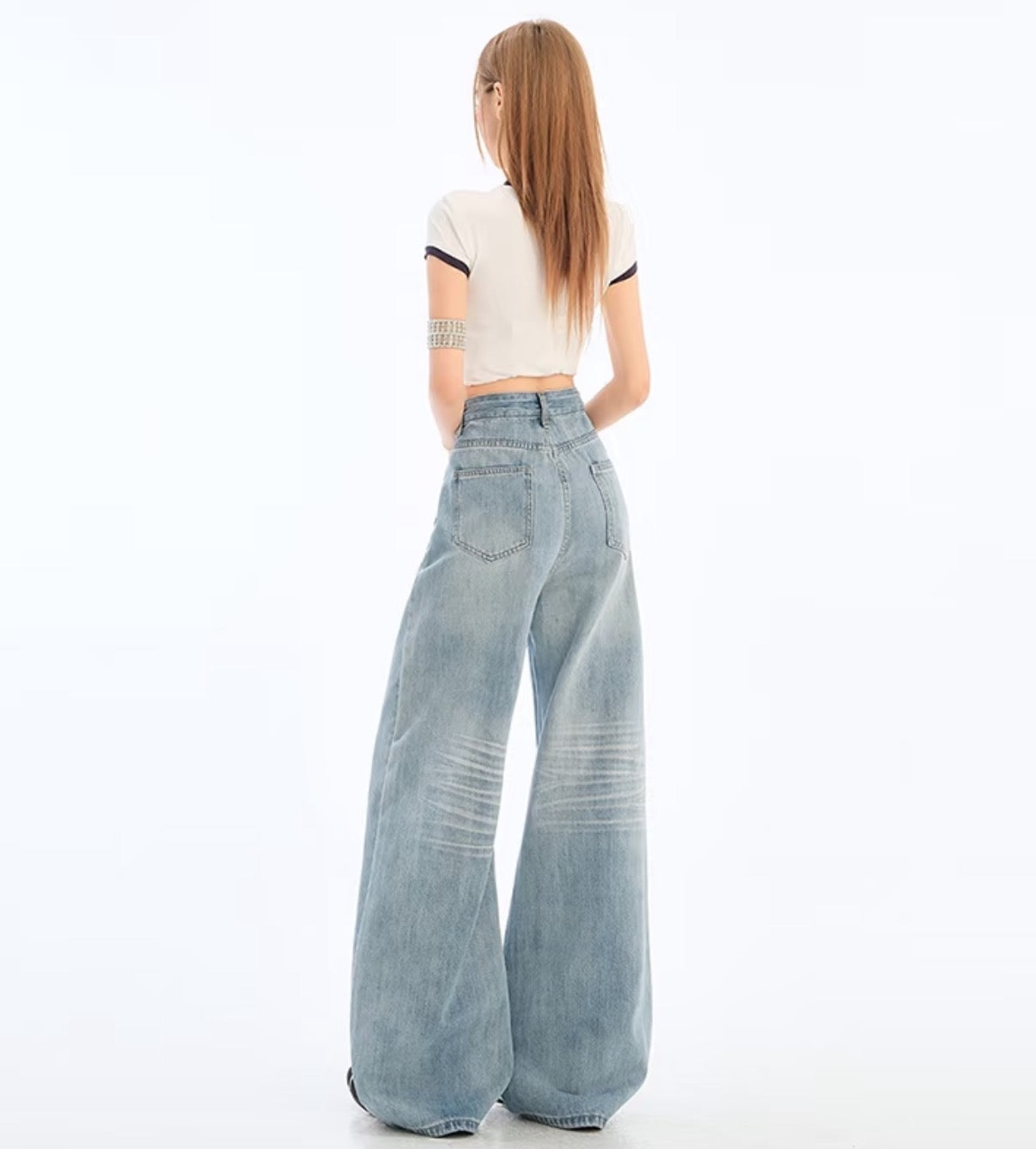 High-Waisted Relaxed Straight-Leg Drape Jeans