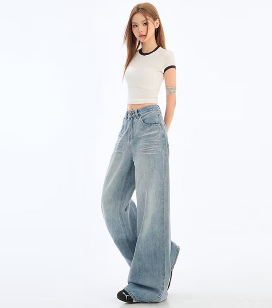 High-Waisted Relaxed Straight-Leg Drape Jeans
