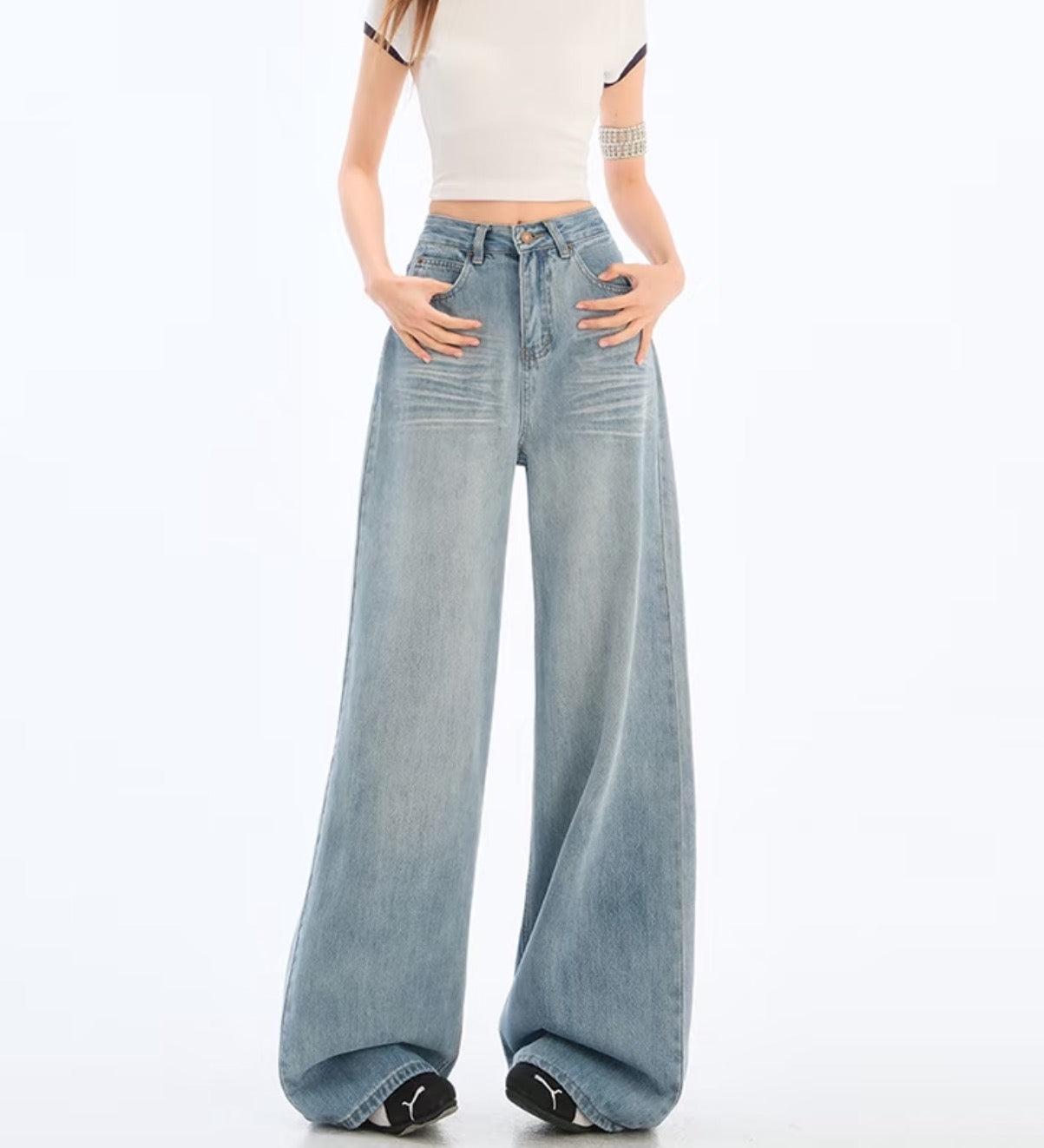 High-Waisted Relaxed Straight-Leg Drape Jeans