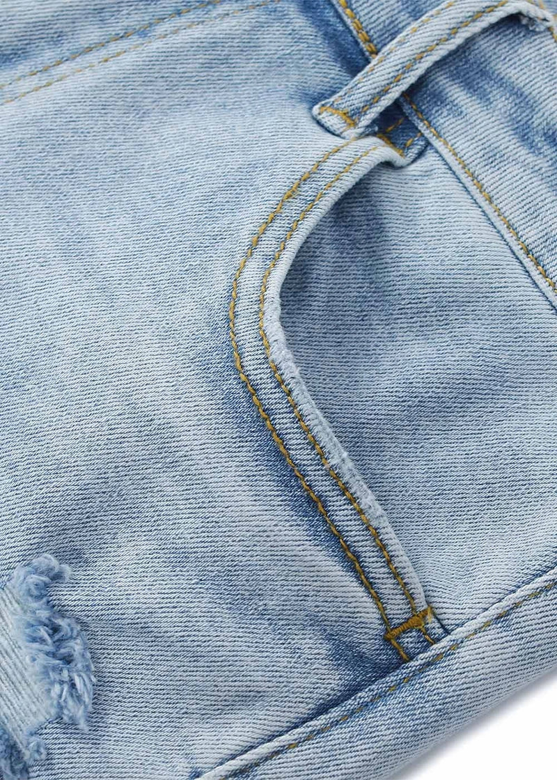 Salazia Distressed High-Rise Denim Shorts
