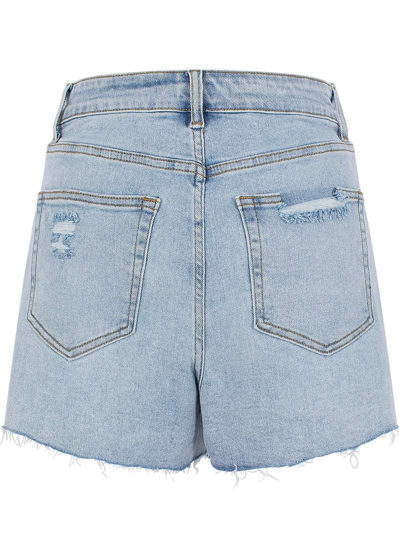 Salazia Distressed High-Rise Denim Shorts