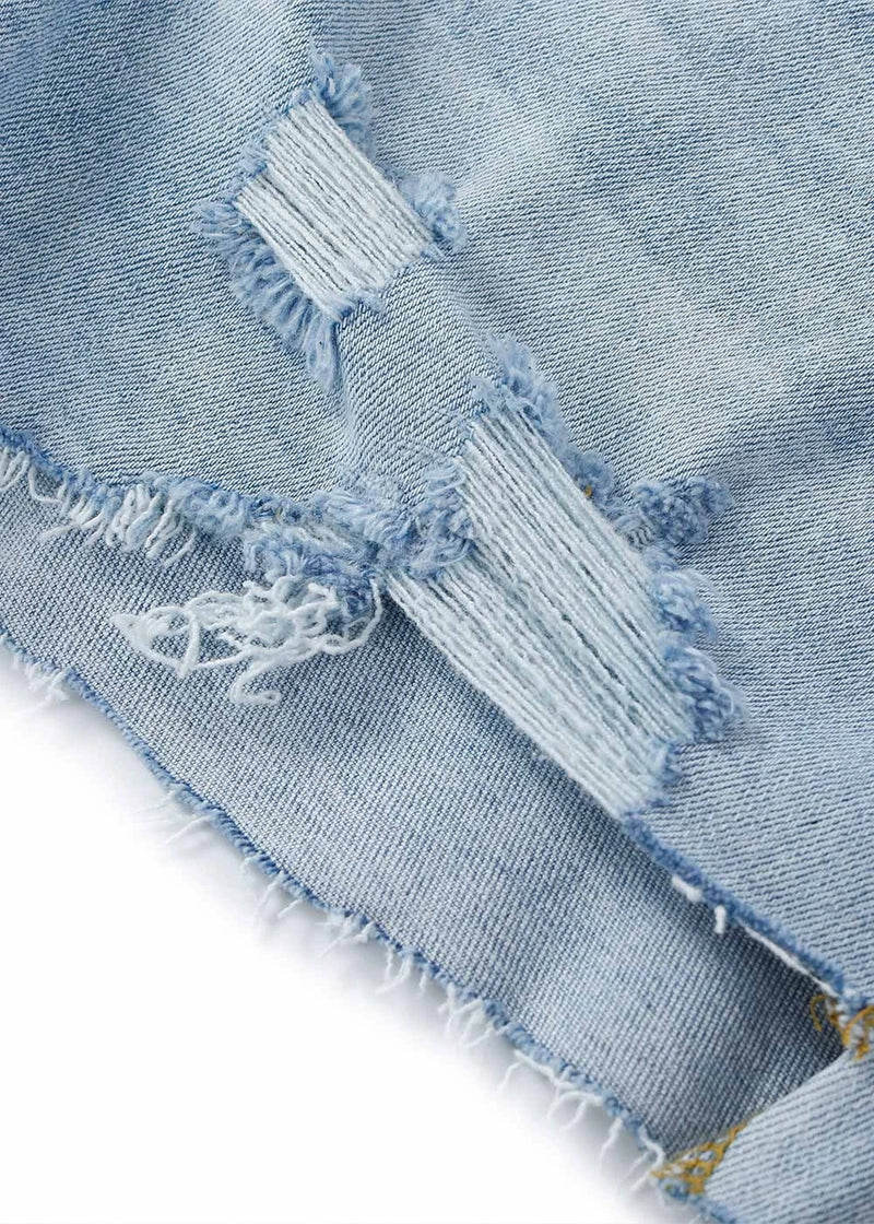 Salazia Distressed High-Rise Denim Shorts