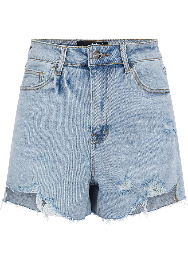 Salazia Distressed High-Rise Denim Shorts