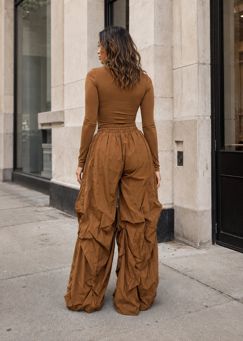 Salazia Long Sleeve Fitted Top & Layered Wide Leg Pants Sets