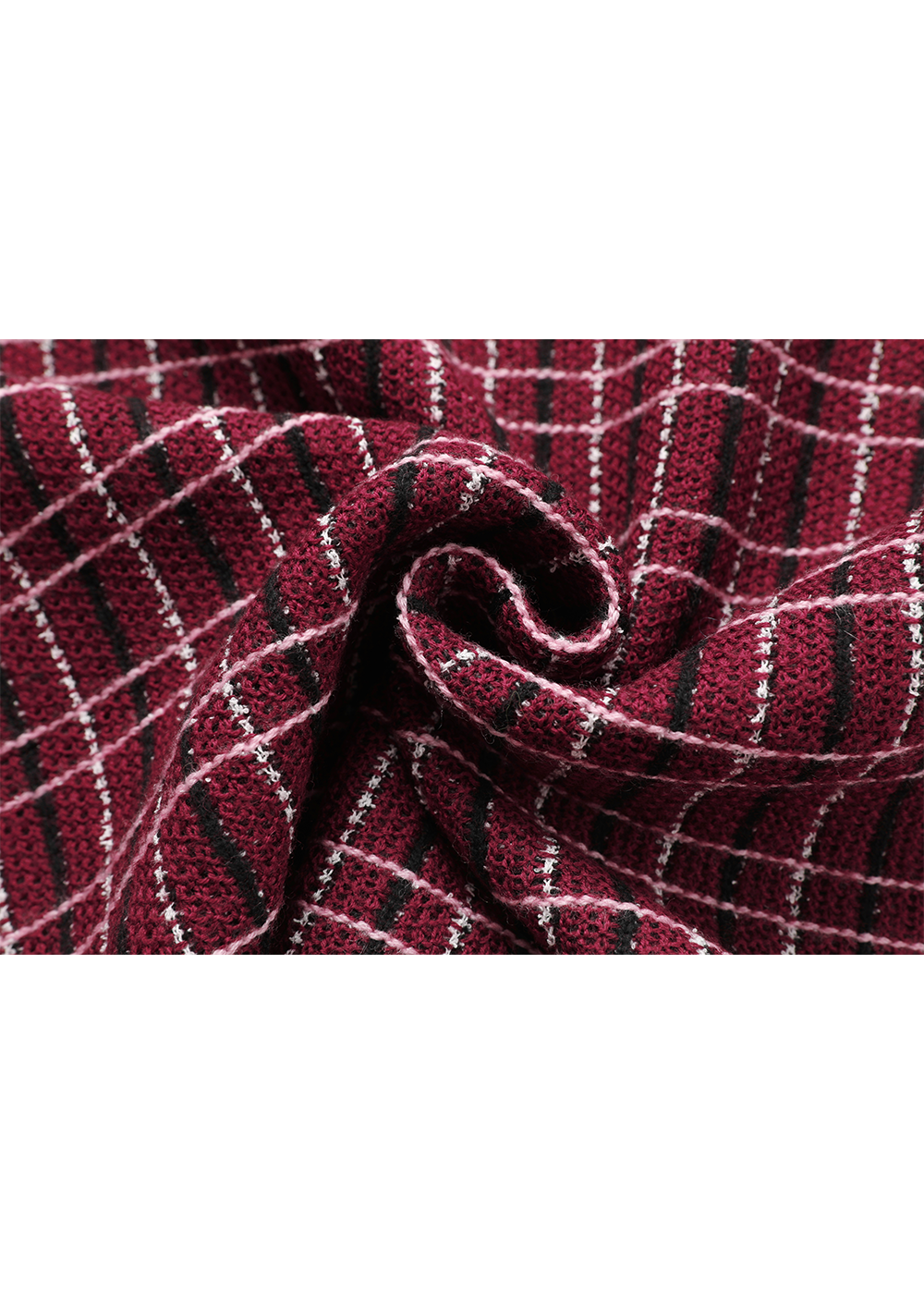 SALAZIA Red-Black Tweed-Style Wool Blend Knit Dresses